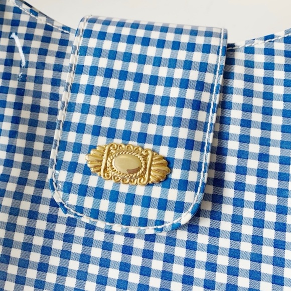 ⭐️SOLD⭐️ large patent white and blue gingham shoulder bag - Picture 3 of 10